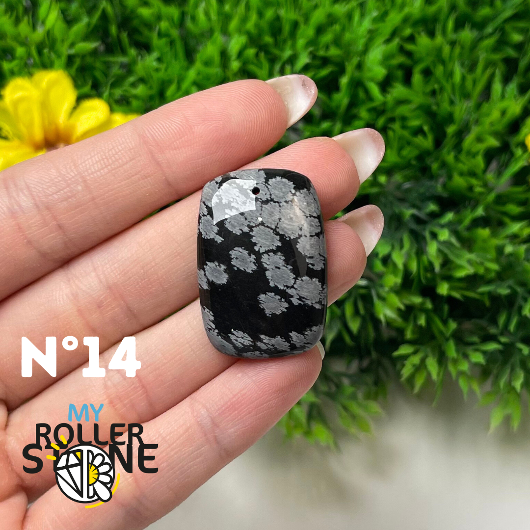 Pendentif Obsidienne flocon de neige 5A percé