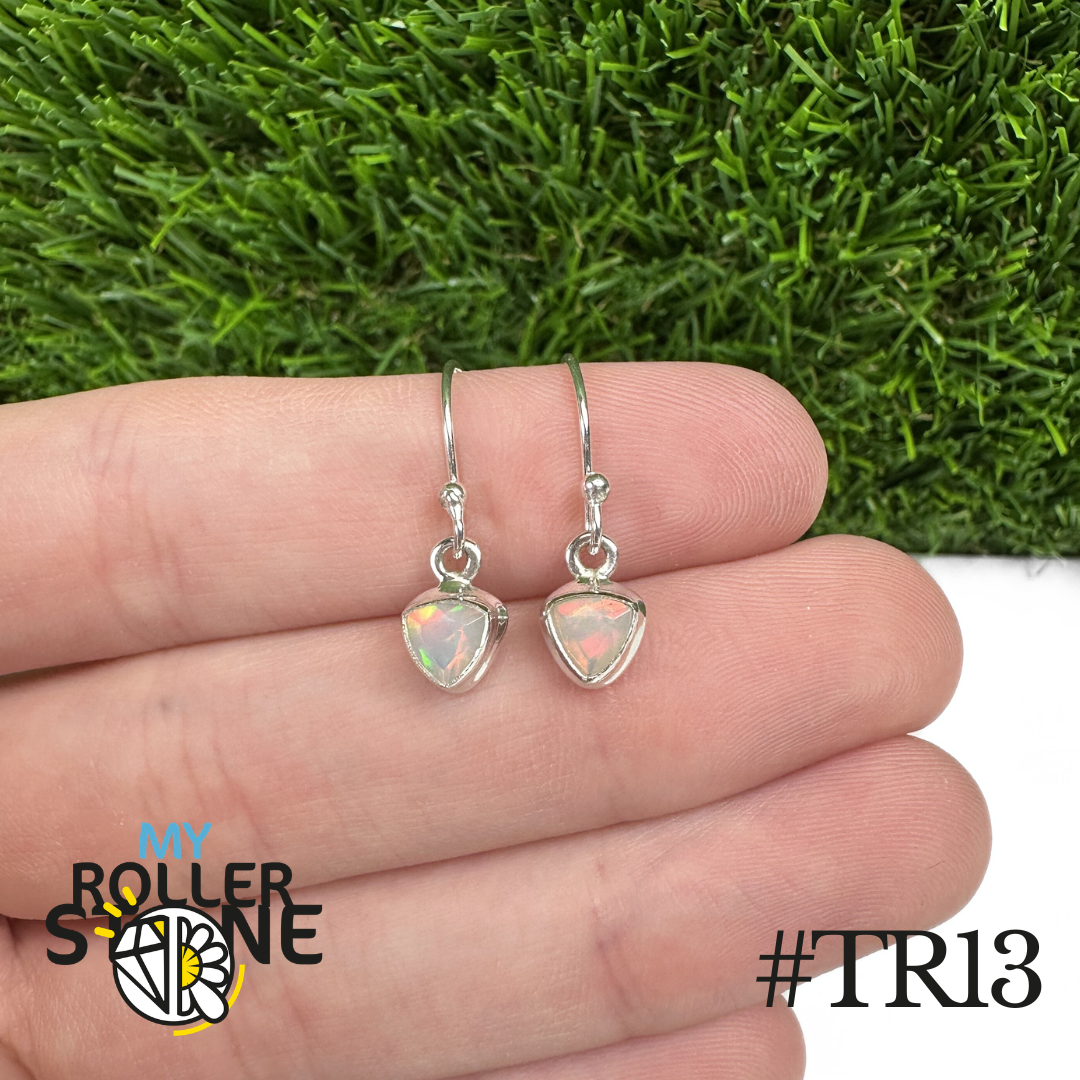 Boucles d'oreilles Opale Éthiopienne Trillon Rebord 8X8 MM En Argent 925