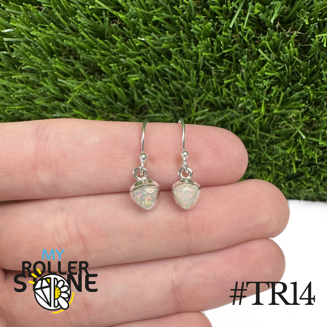Boucles d'oreilles Opale Éthiopienne Trillon Rebord 8X8 MM En Argent 925