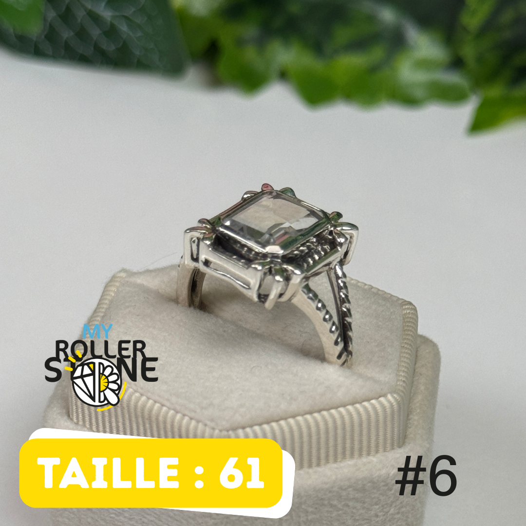 Bague argent 925 cristal de roche #RYR6