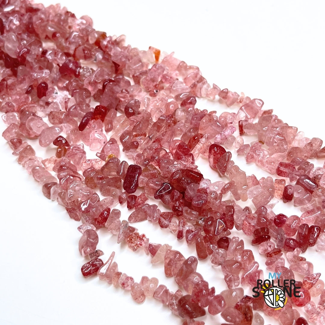 Perle Chips en Quartz Fraise 5A (40 CM)