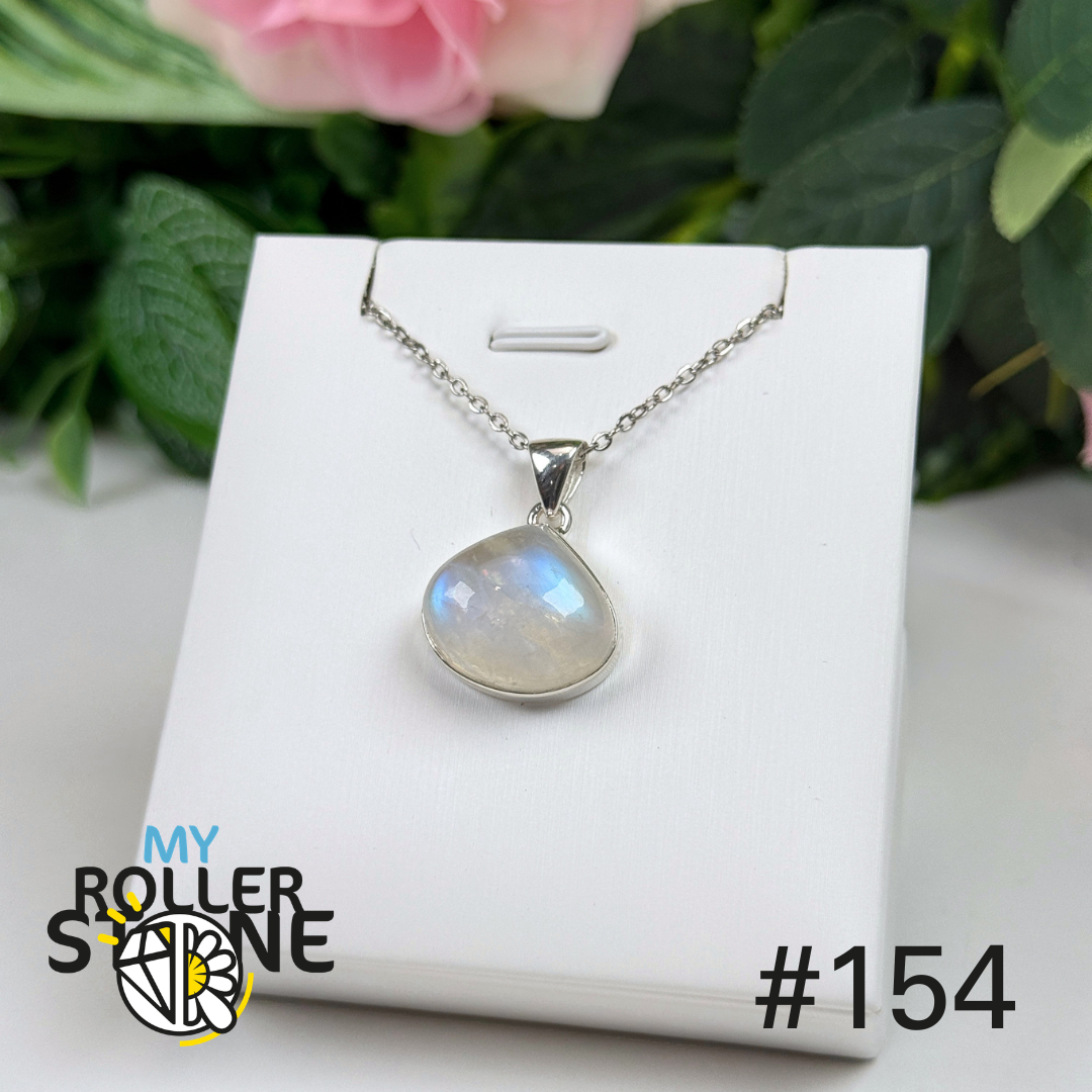 Pendentif argent pierre de lune blue fire #P154