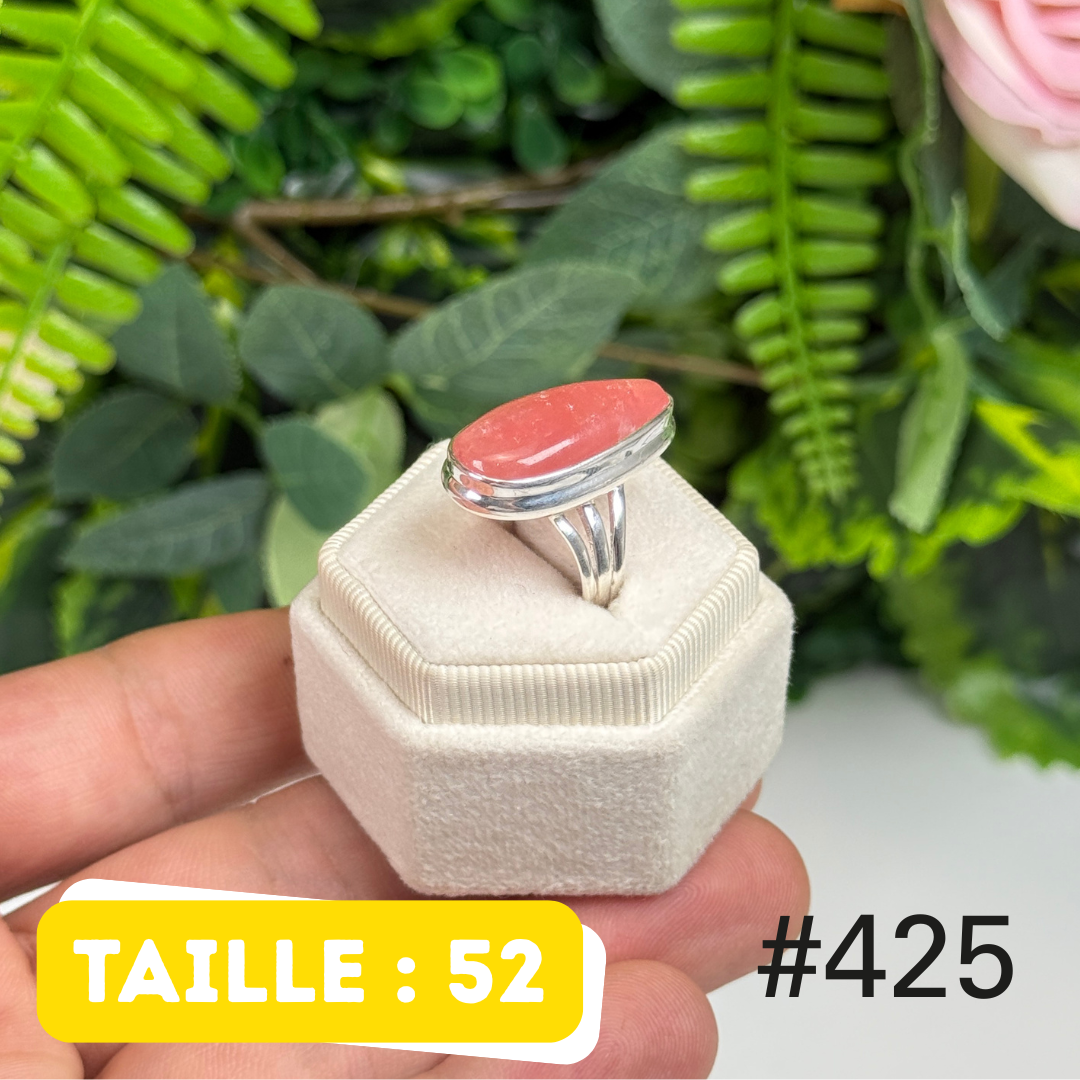 Bague argent 925 rhodochrosite translucide #R425