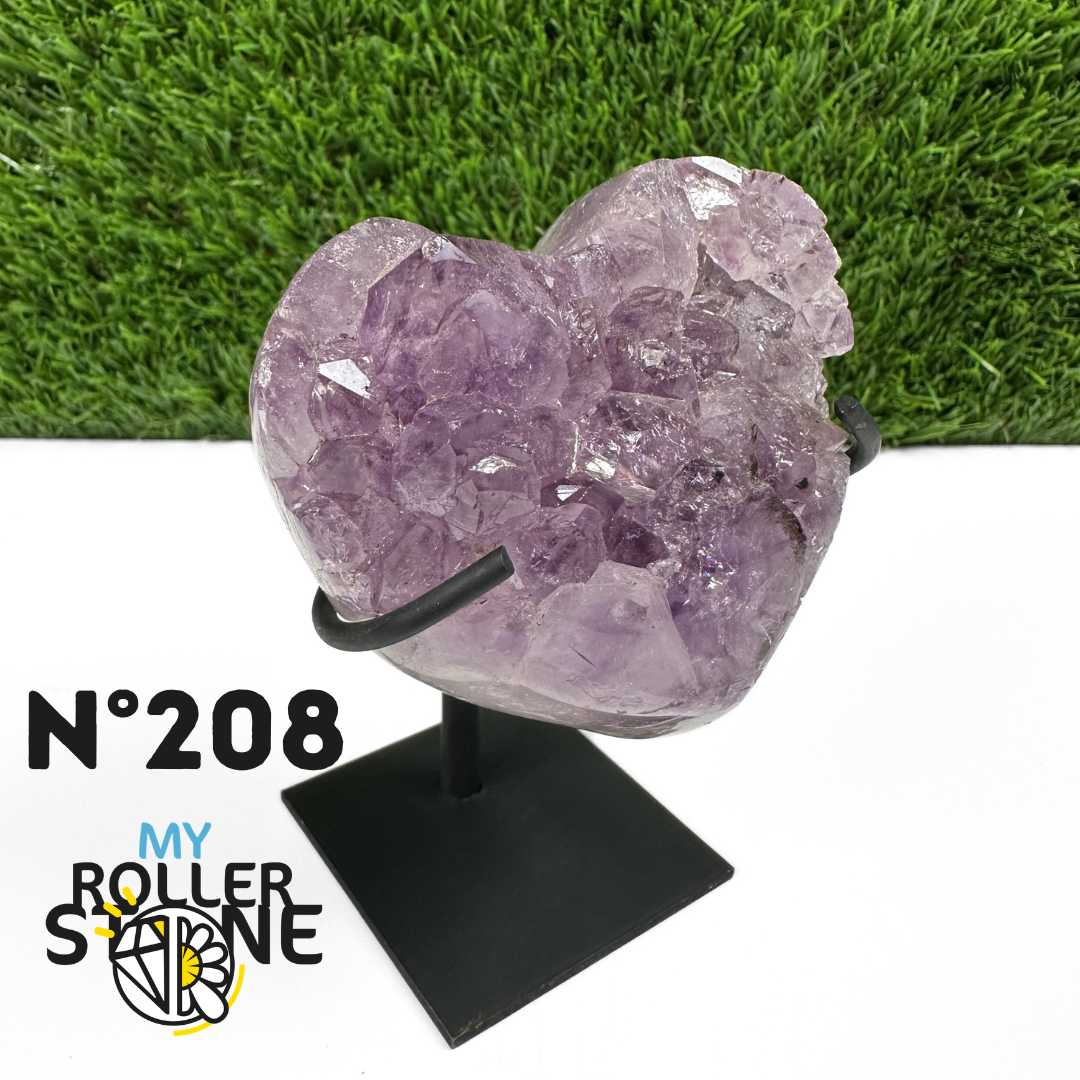 Géode Coeur Améthyste sur Support Métal #208