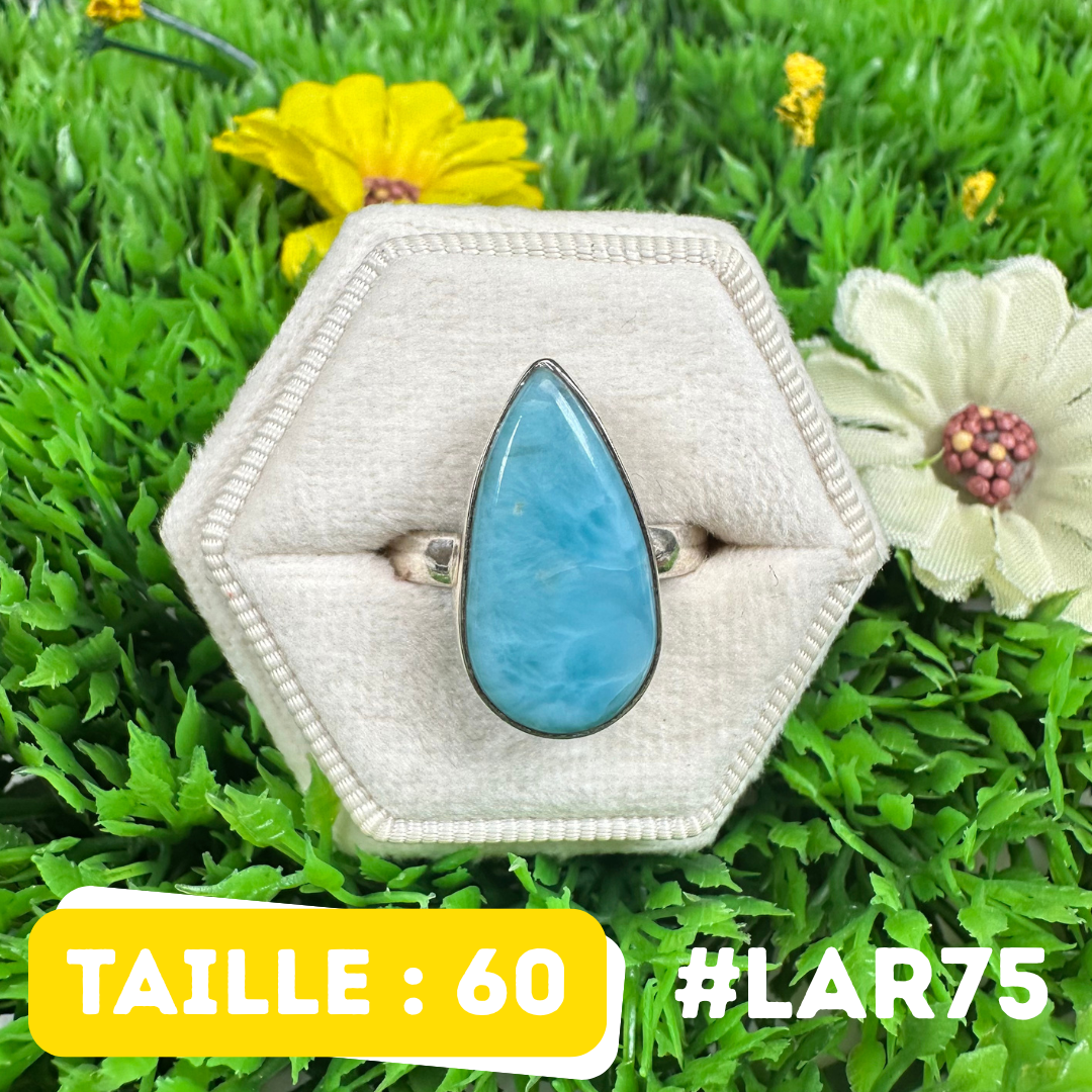 Bague fine en larimar - bijoux de créateur Bague fine en larimar - bijoux de créateur