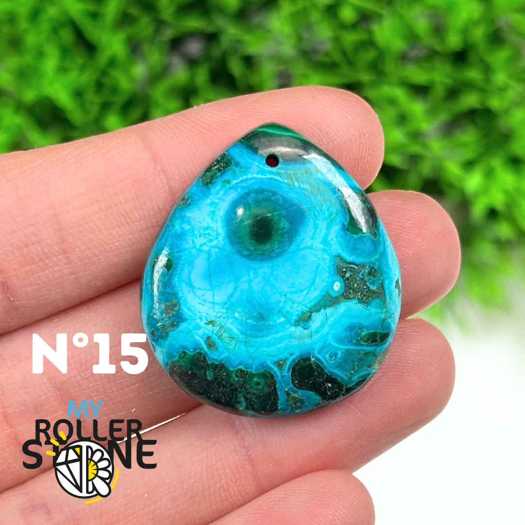 Pendentif Percé Malachite Chrysocolle 5A