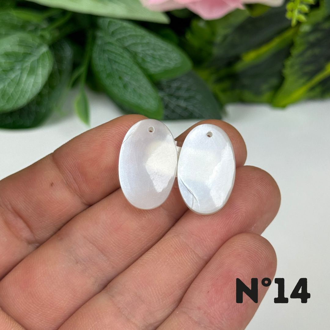 Paire de Cabochon percé en Pierre de lune D'Inde pour Boucles d'oreilles