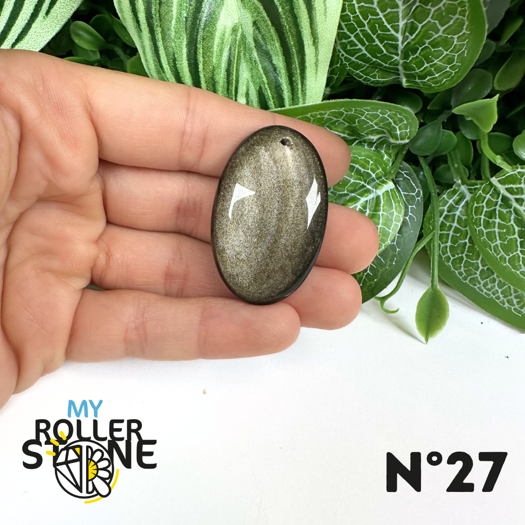 Pendentif Obsidienne dorée 5A percé