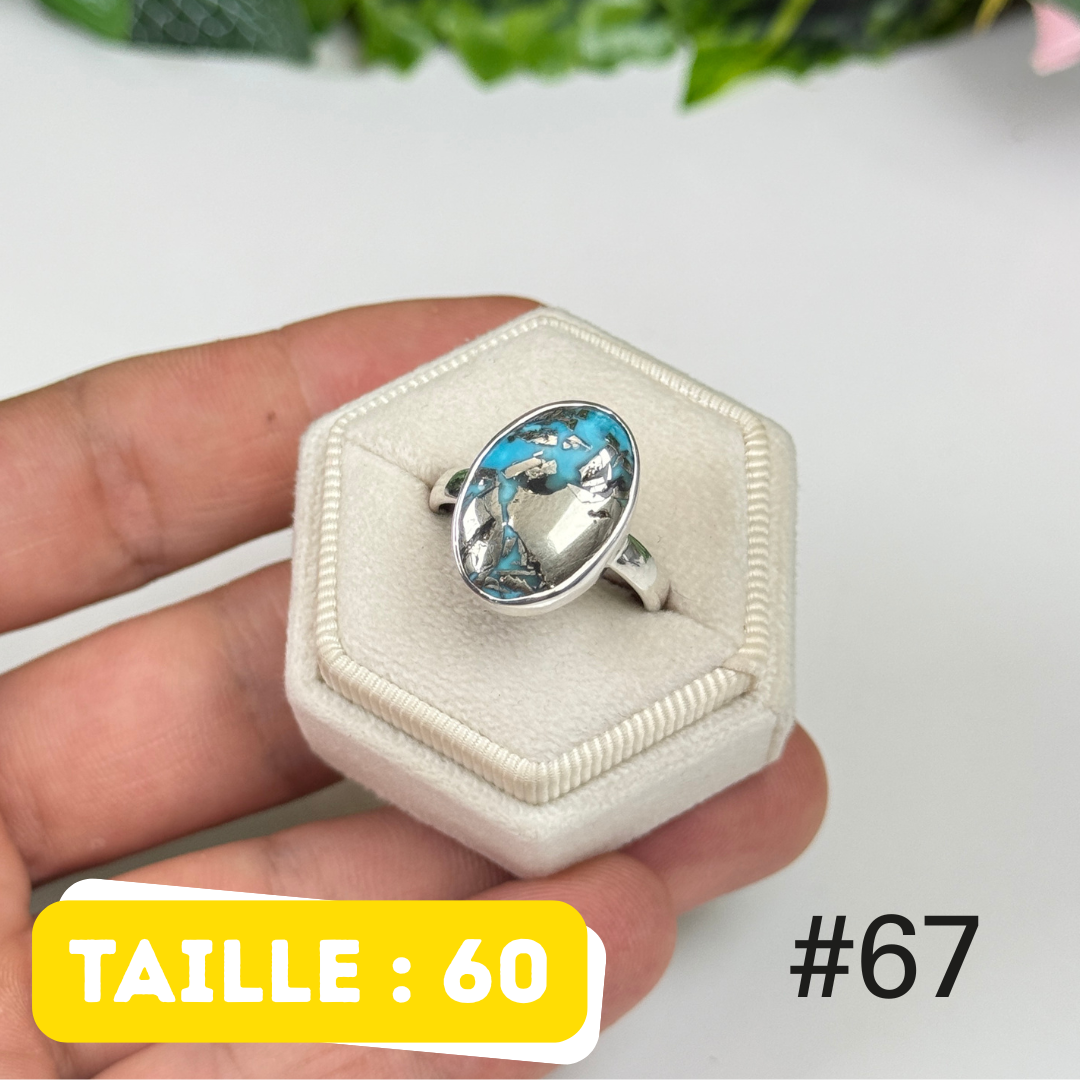 Bague argent 925 turquoise persane Nishapur #TR67