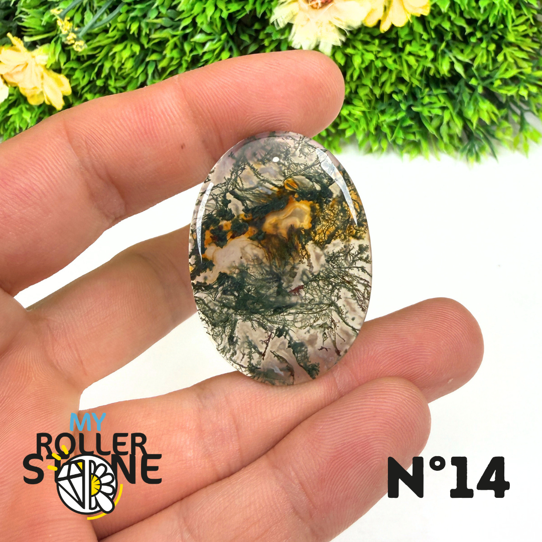 Pendentif Percé Agate Mousse Naturelle 5A
