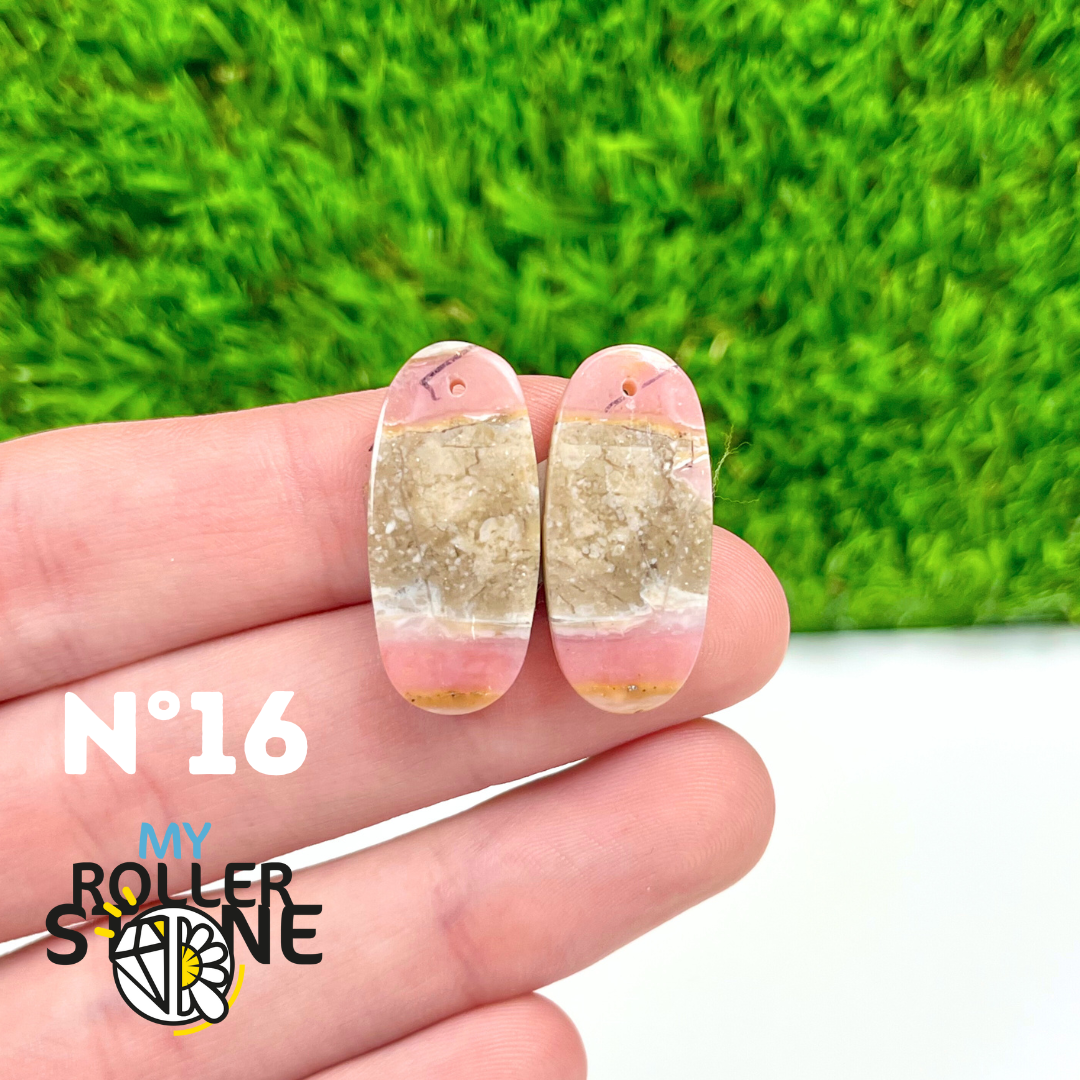 Pendentif Percé Opale Rose Duo