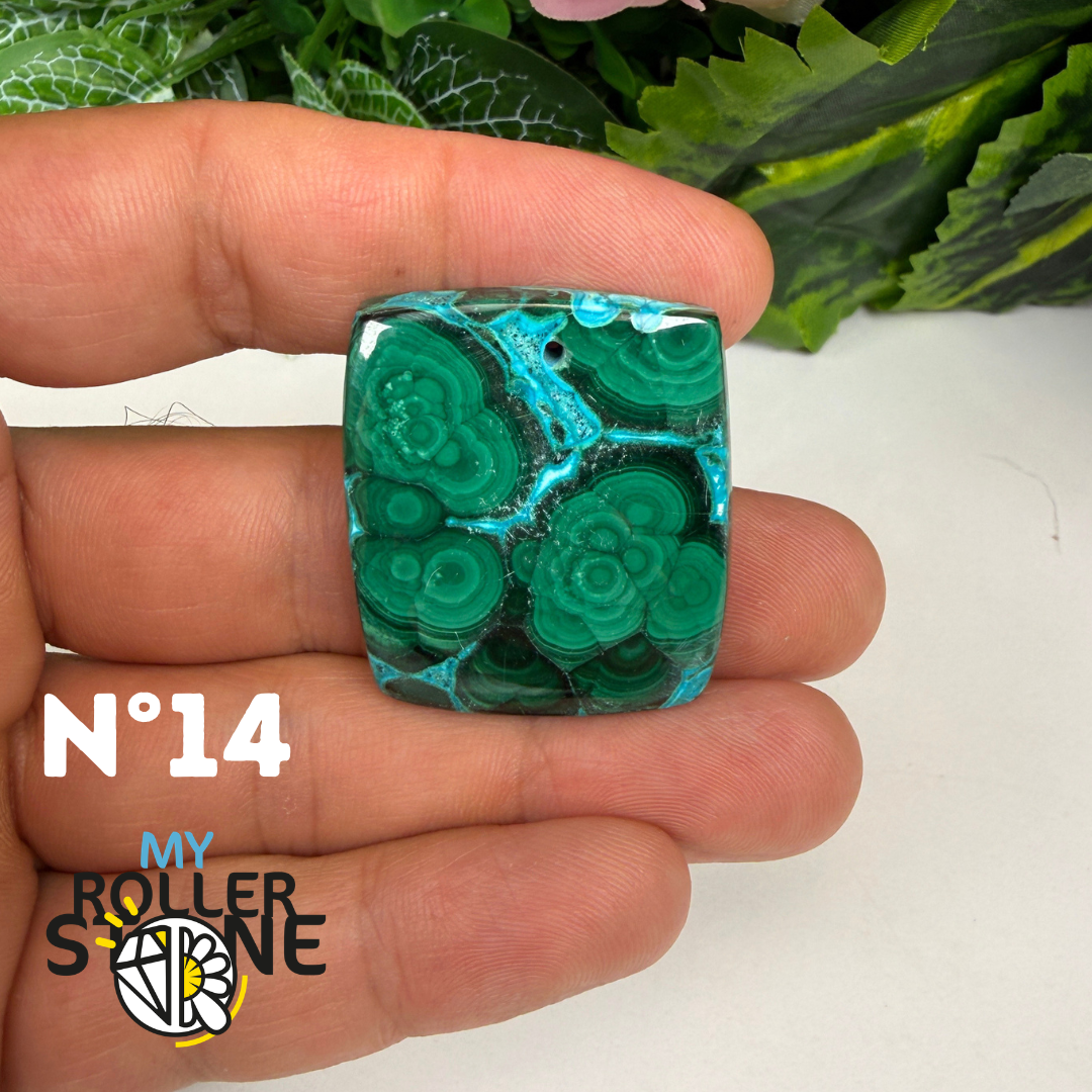 Pendentif Malachite Chrysocolle Percé 5A