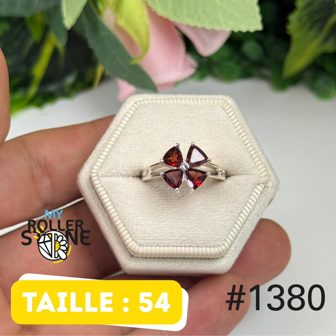Bague argent 925 grenat facetté #1380