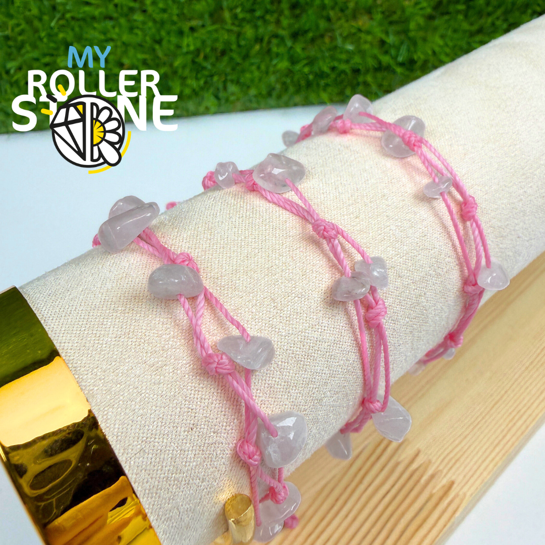 Bracelet Quartz rose Cordon Ciré