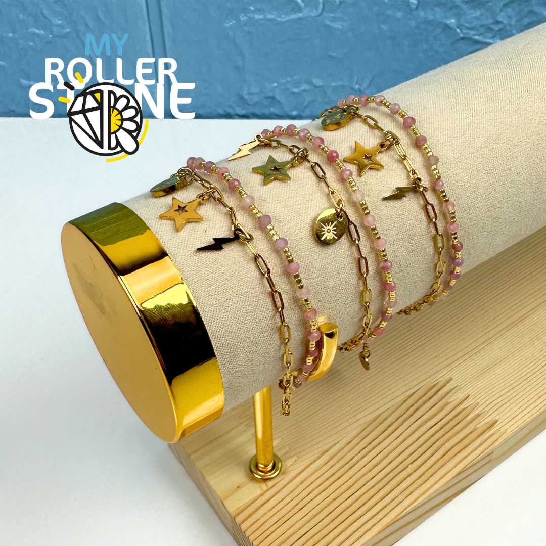 Bracelet Bohème Multi-Rangs en Pierres Naturelles