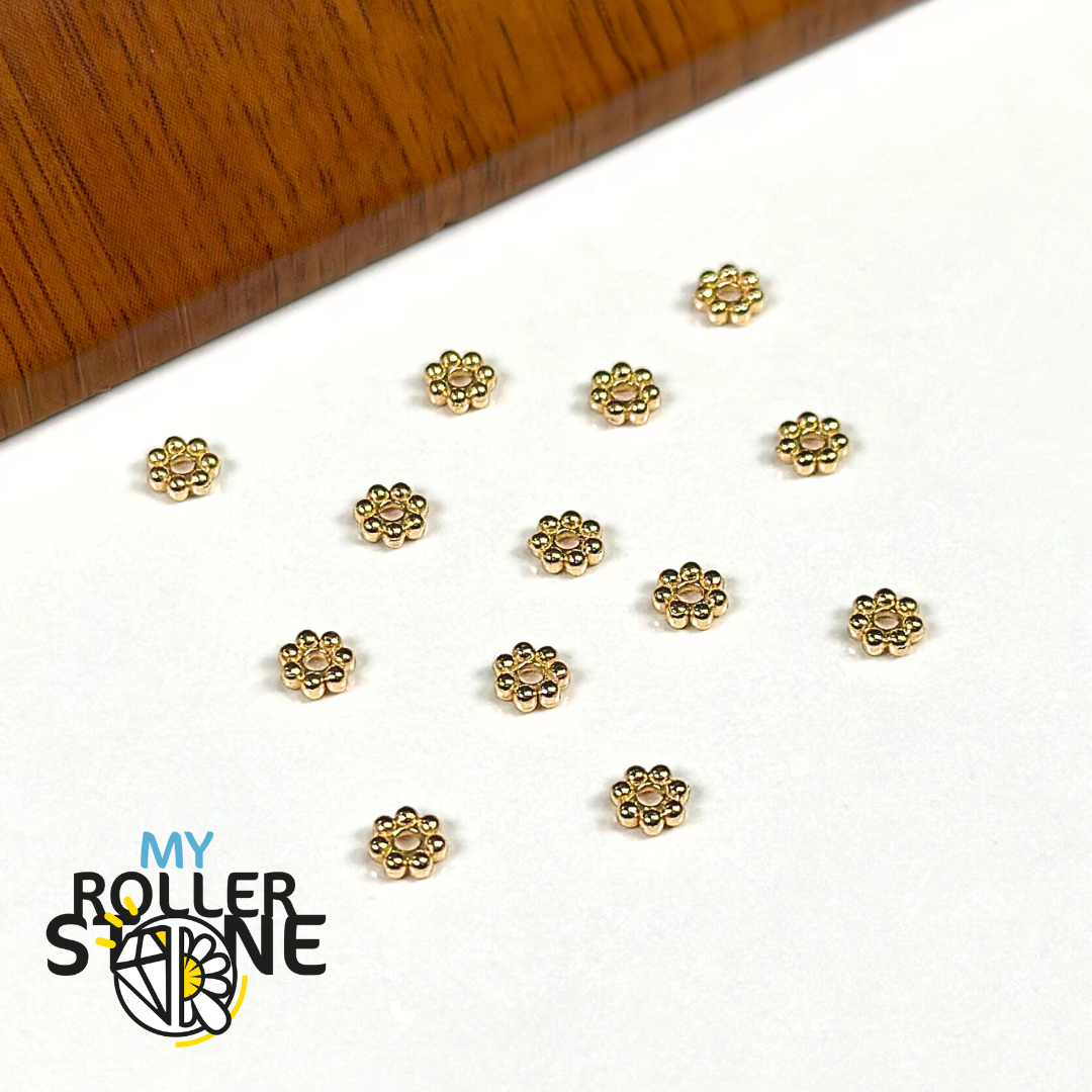 Perles d’espacement Fleur en Acier Inoxydable Plaqué Or
