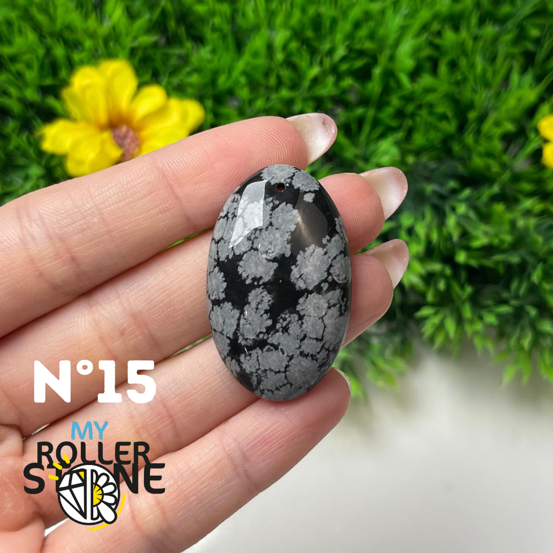 Pendentif Obsidienne flocon de neige 5A percé