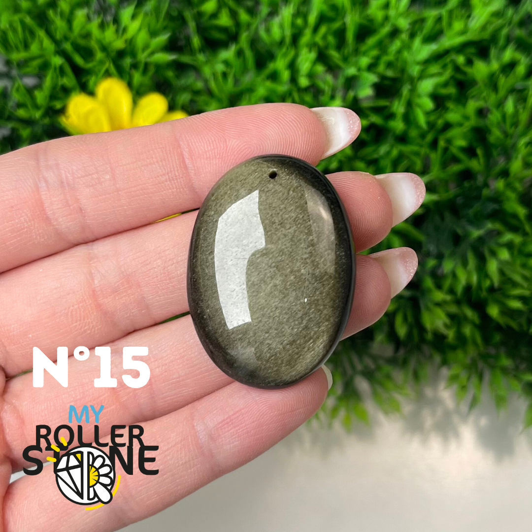 Pendentif Obsidienne dorée 5A percé