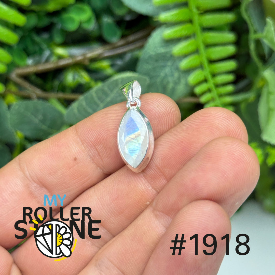 Pendentif argent pierre de lune facettée #1918