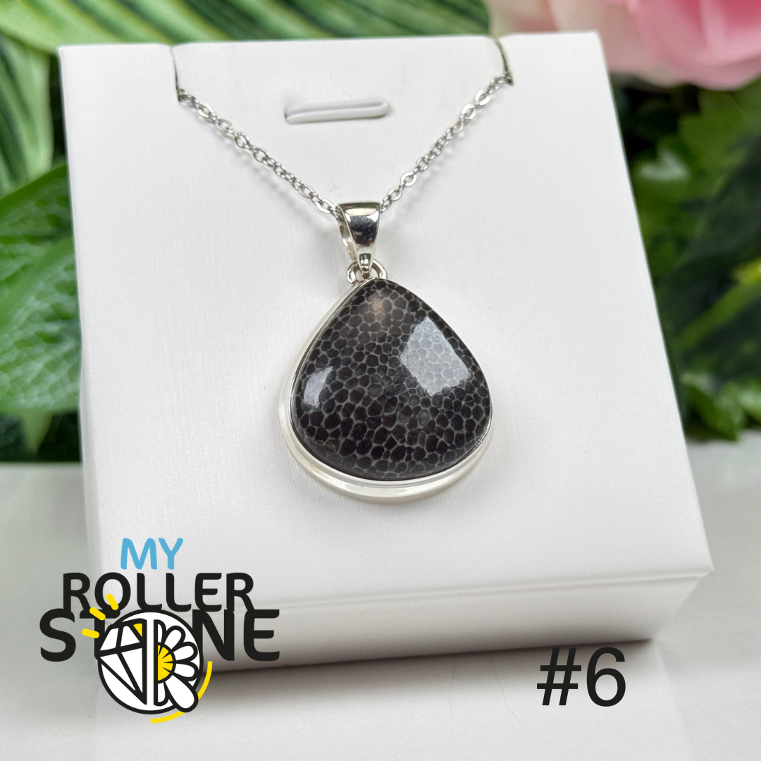Pendentif argent corail noir #LCP6