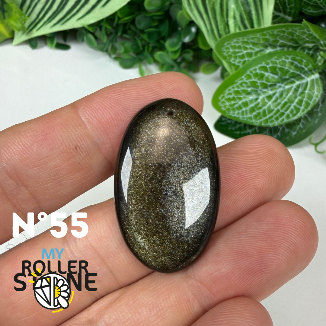 Pendentif Obsidienne dorée 5A percé