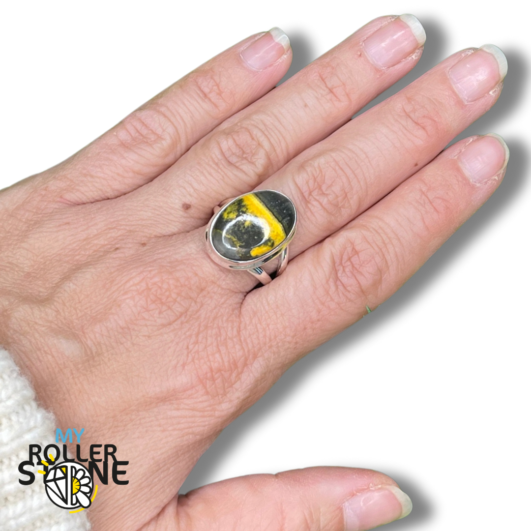 Bague Argent Jaspe Bumblebee #16