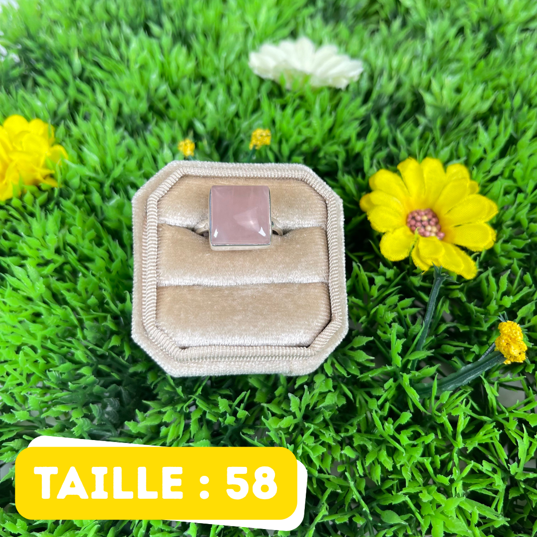 Bague Argent en Quartz rose #116