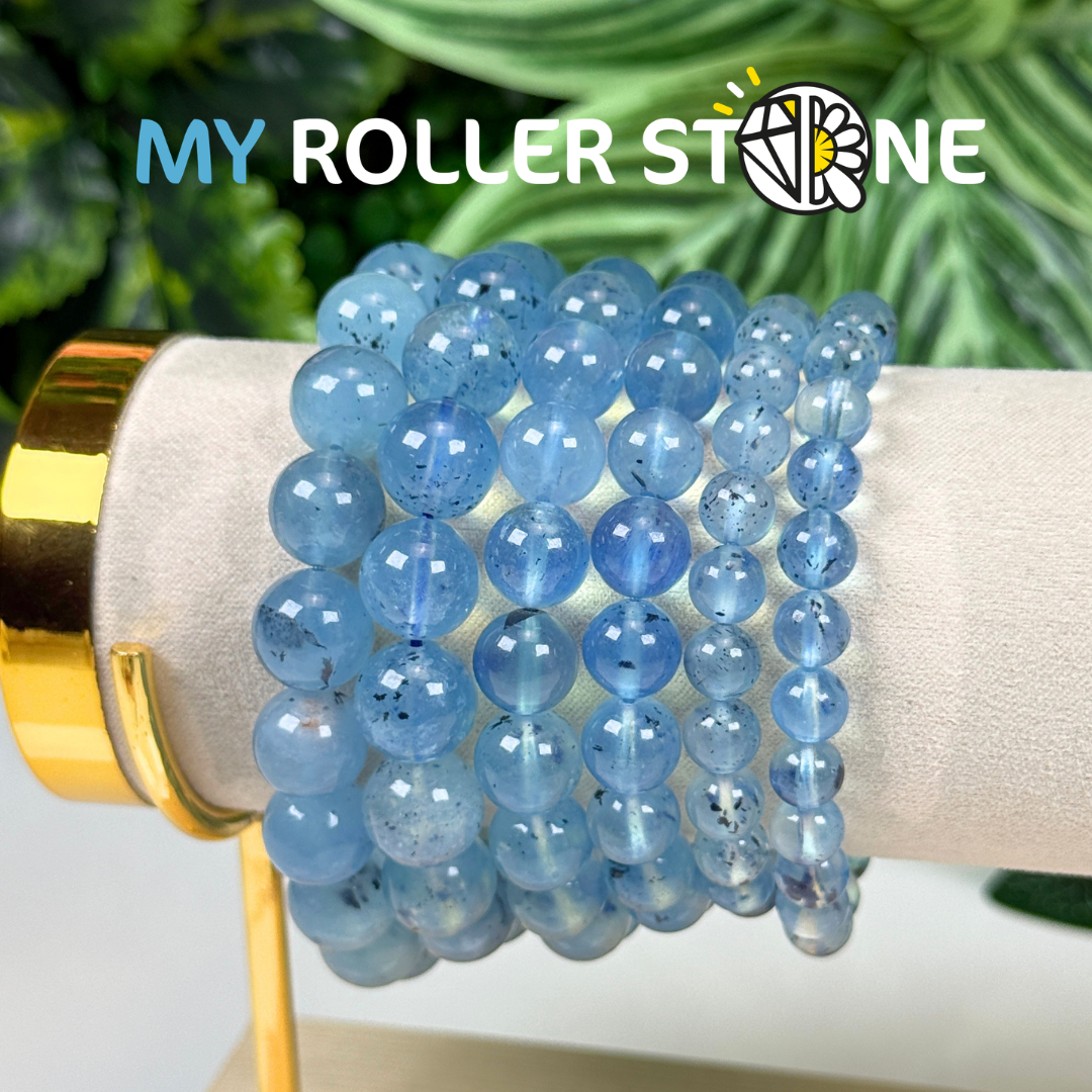 Bracelet Aigue Marine avec Tourmaline Noire