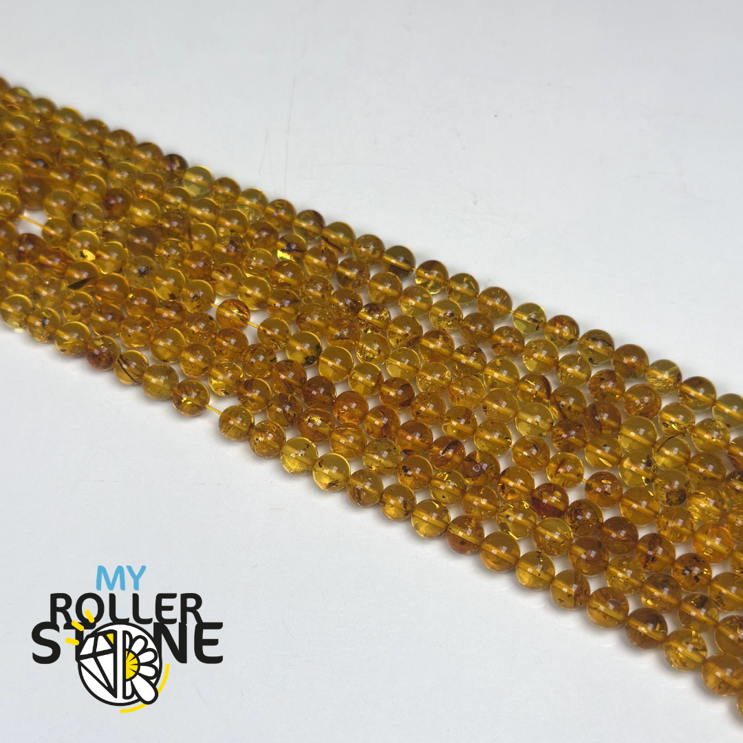 Perle Ambre Miel avec Inclusions 6 mm
