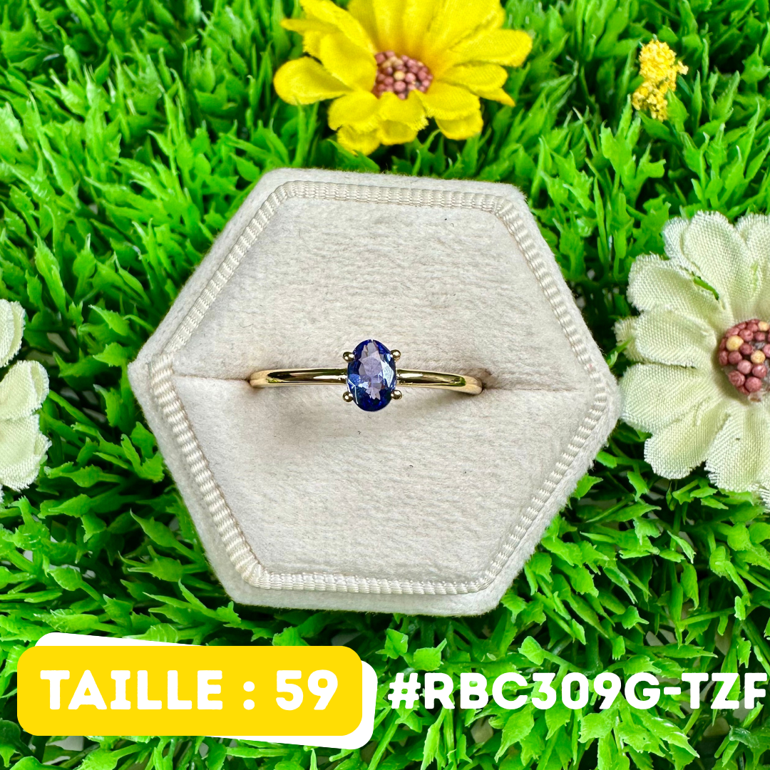 Bague Argent 925 plaqué or Tanzanite 5 tailles #RBC309G-TZF