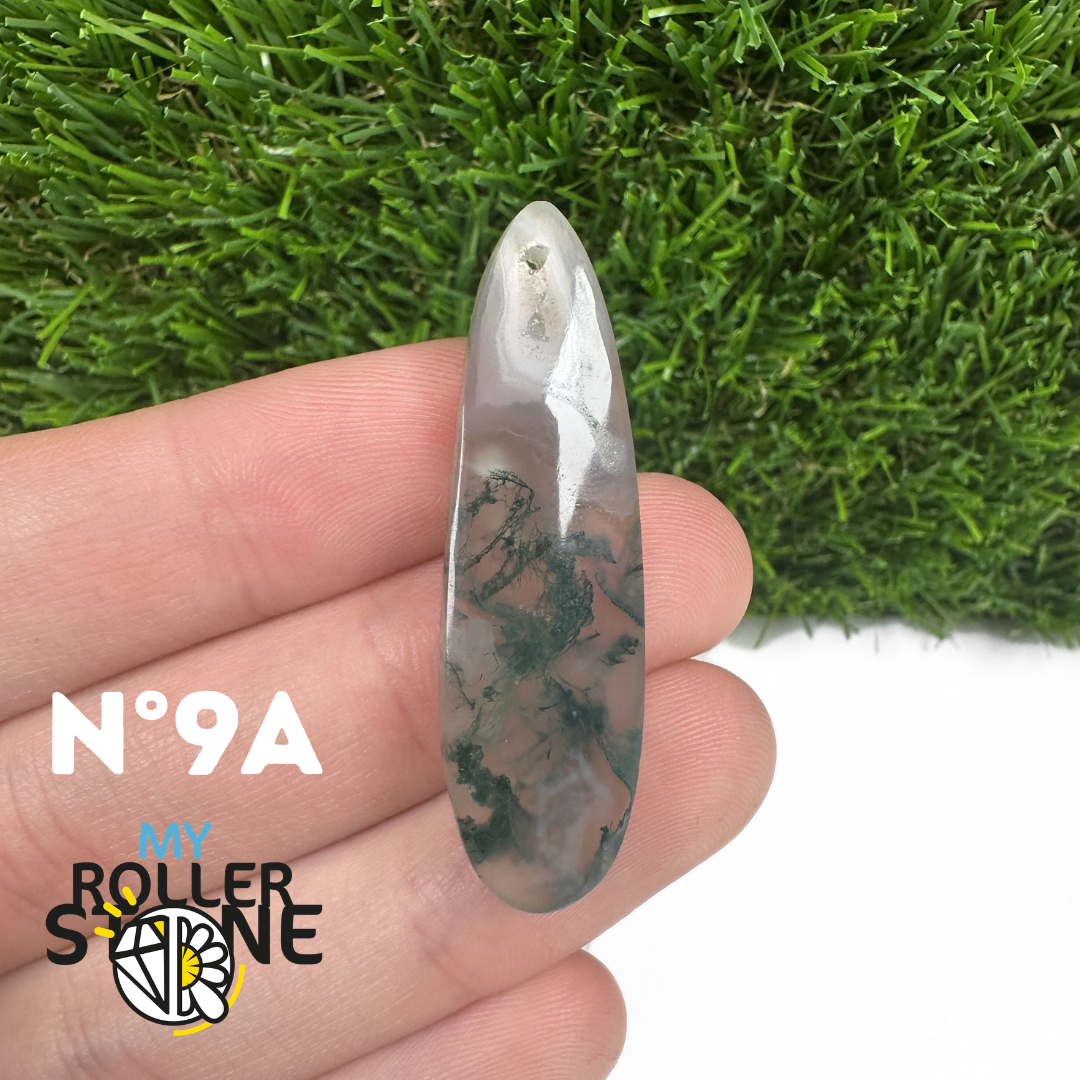 Pendentif Percé Agate Mousse Goutte