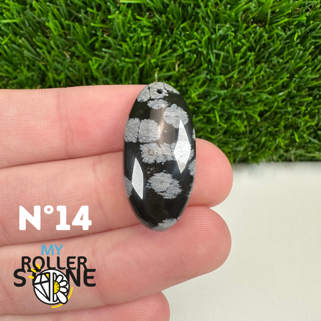 Pendentif Obsidienne flocon de neige 5A percé