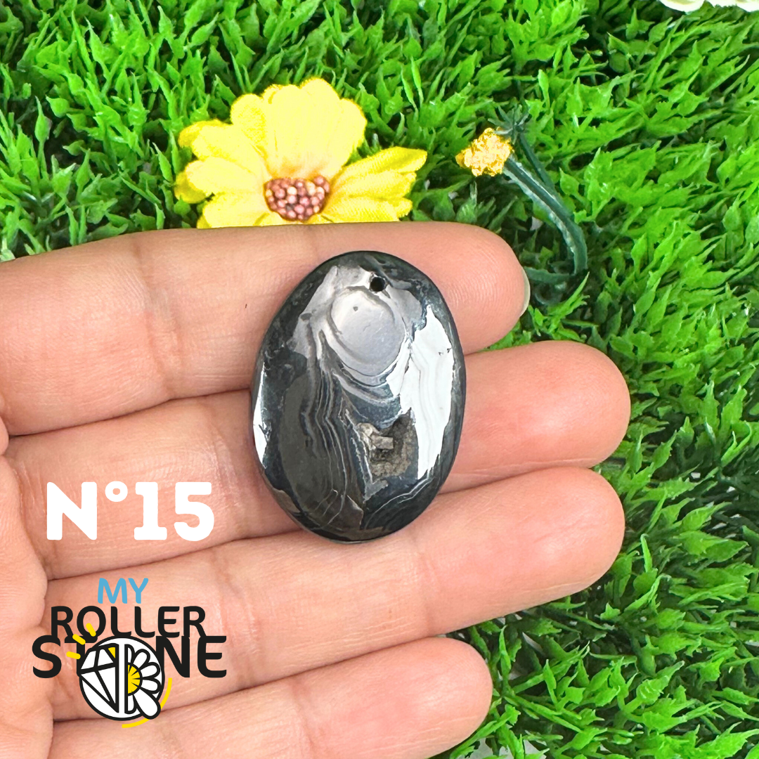 Pendentif Percé Psilomelane Argenté