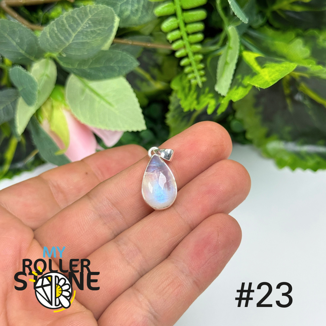 Pendentif argent pierre de lune blue fire #MP23