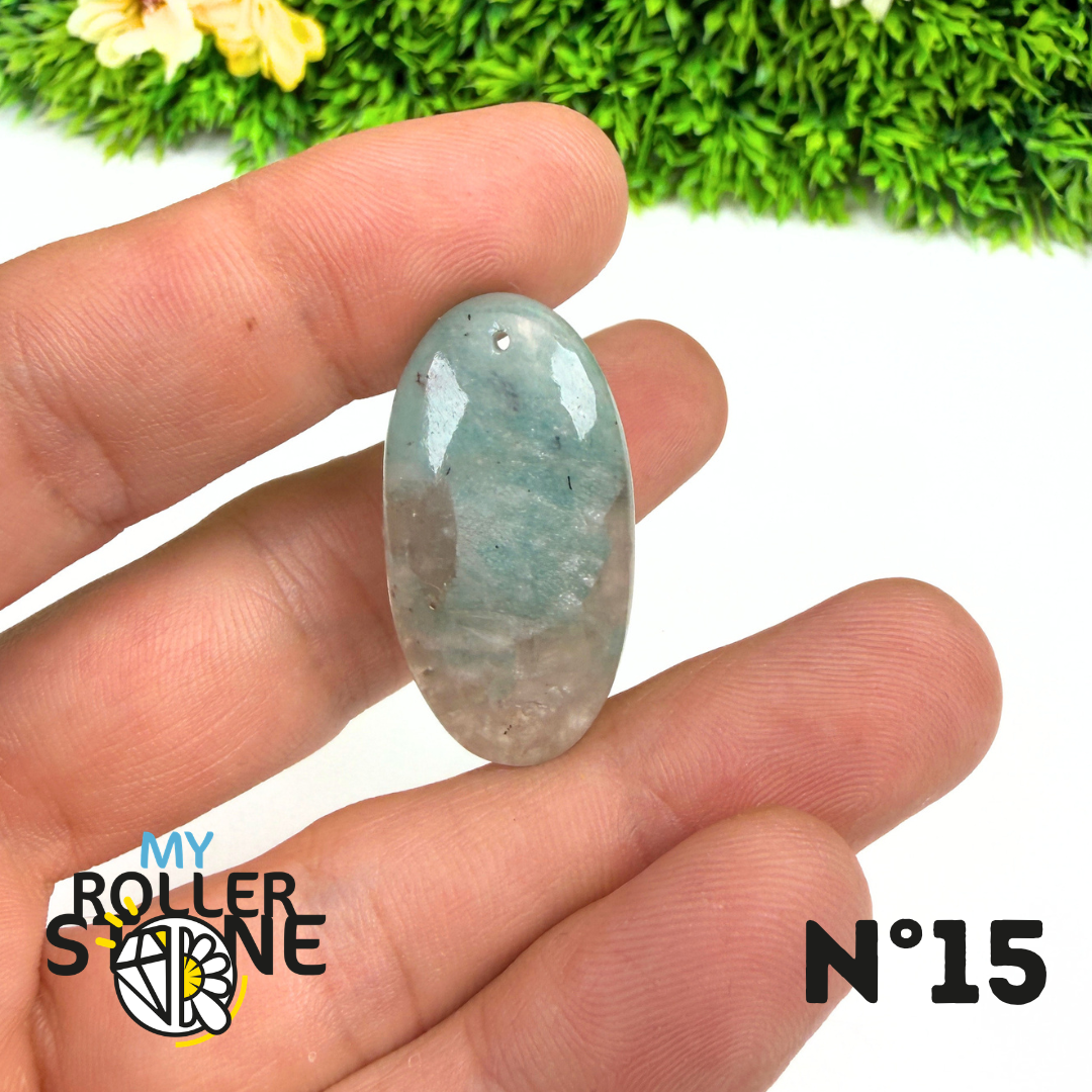 Pendentif Percé Amazonite et Quartz Fumé (Rare)