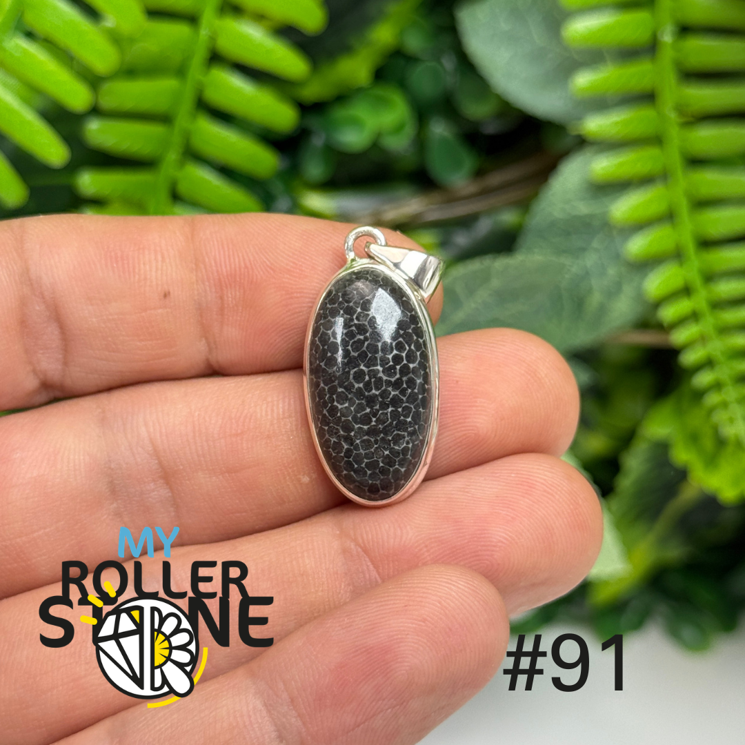 Pendentif argent corail noir #CP91