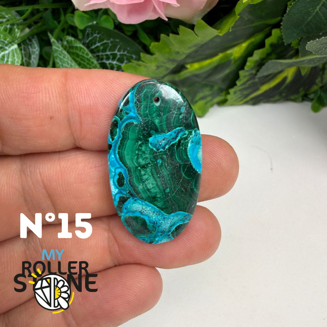Pendentif Malachite Chrysocolle Percé 5A
