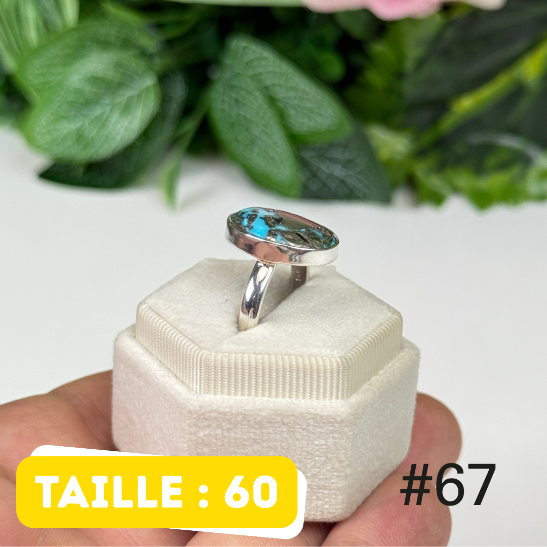 Bague argent 925 turquoise persane Nishapur #TR67