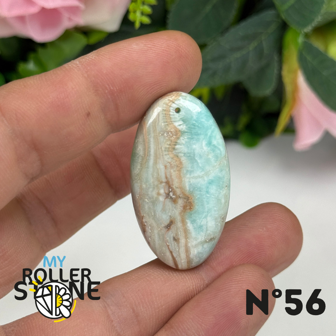 Pendentif Percé en Calcite Bleue des Caraïbes 5A