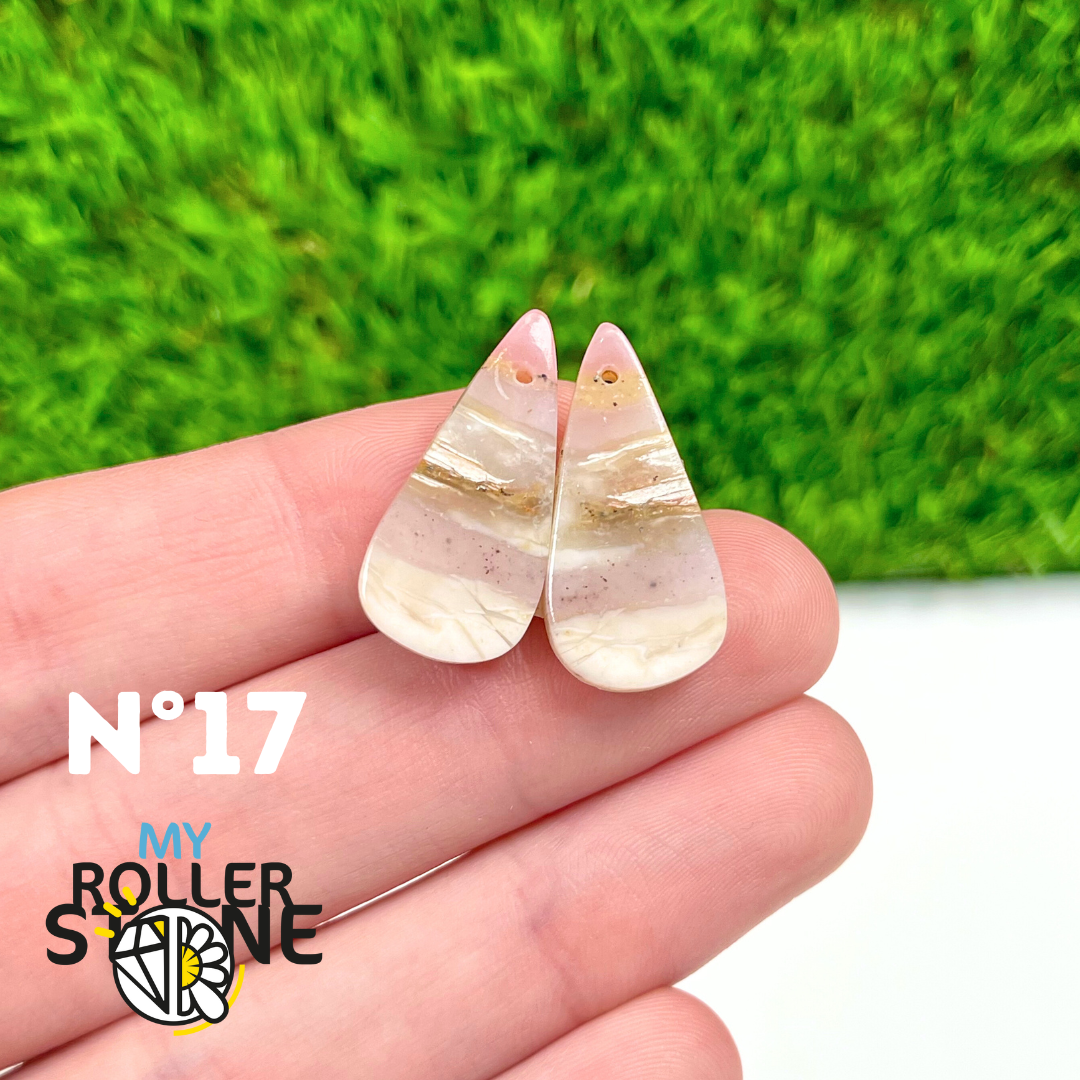 Pendentif Percé Opale Rose Duo