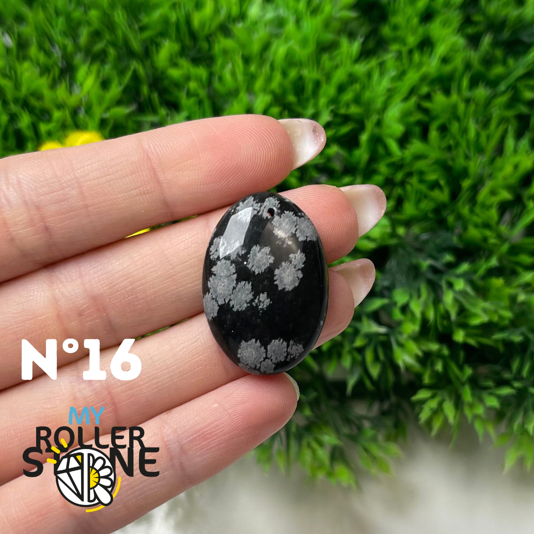 Pendentif Obsidienne flocon de neige 5A percé