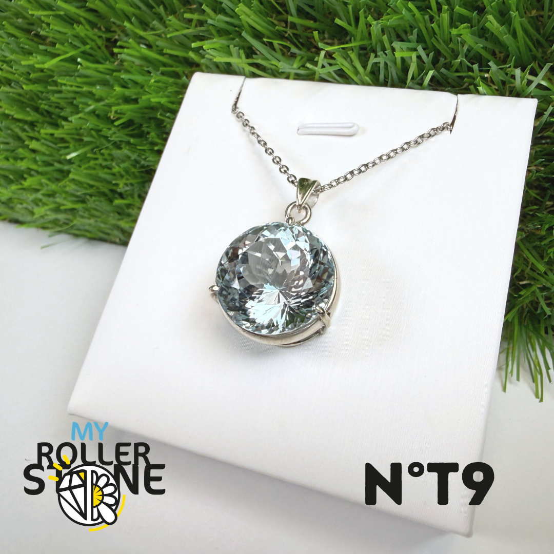 Pendentif Topaze Bleue Argent 925 #9