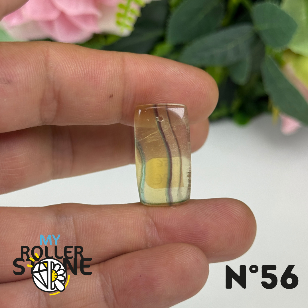 Pendentif Percé en Fluorite Multicolore à Bandes Dorées – Qualité 5A