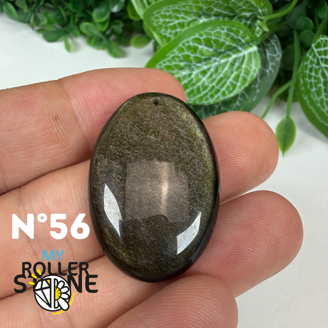 Pendentif Obsidienne dorée 5A percé