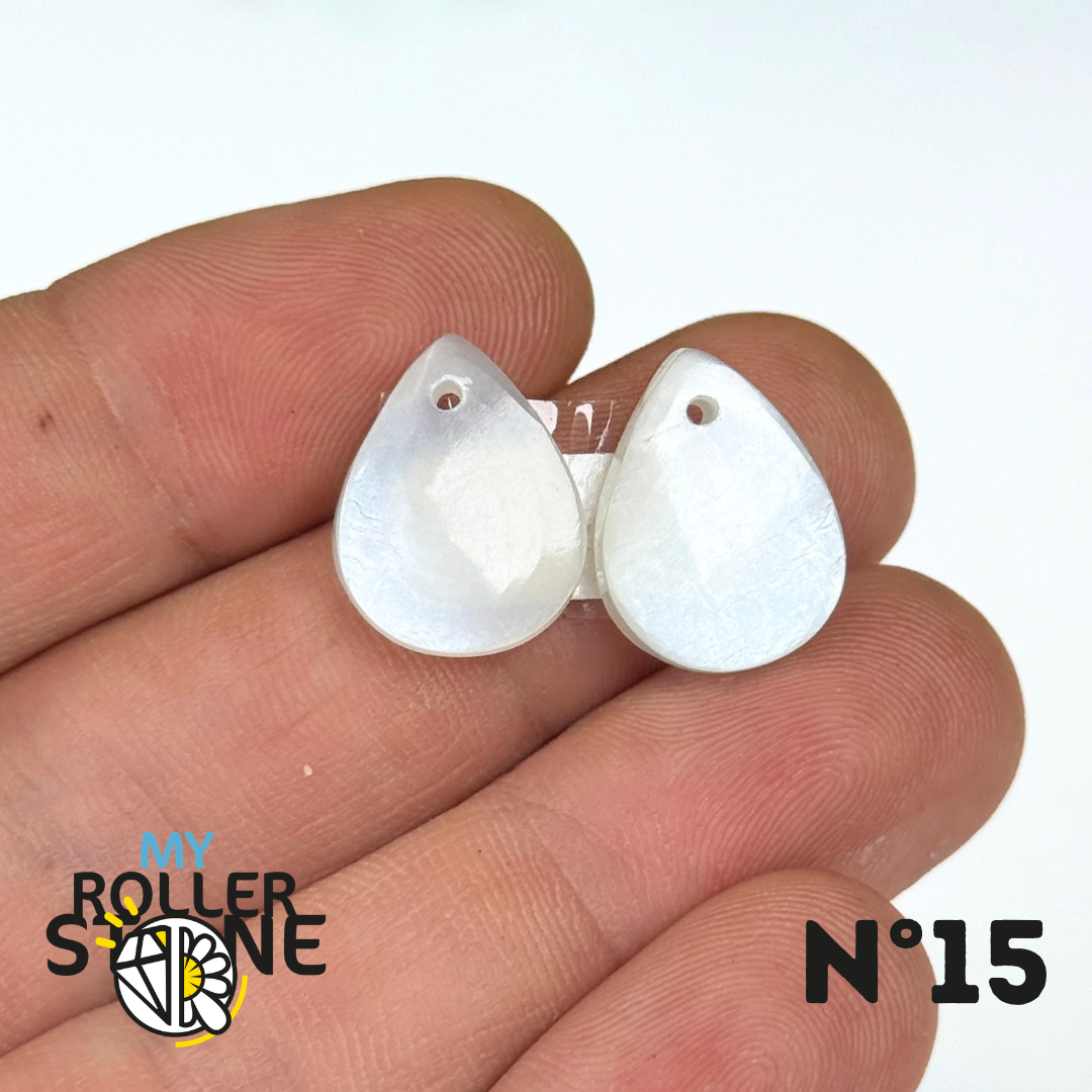 Paire de Cabochon percé en Pierre de lune D'Inde pour Boucles d'oreilles