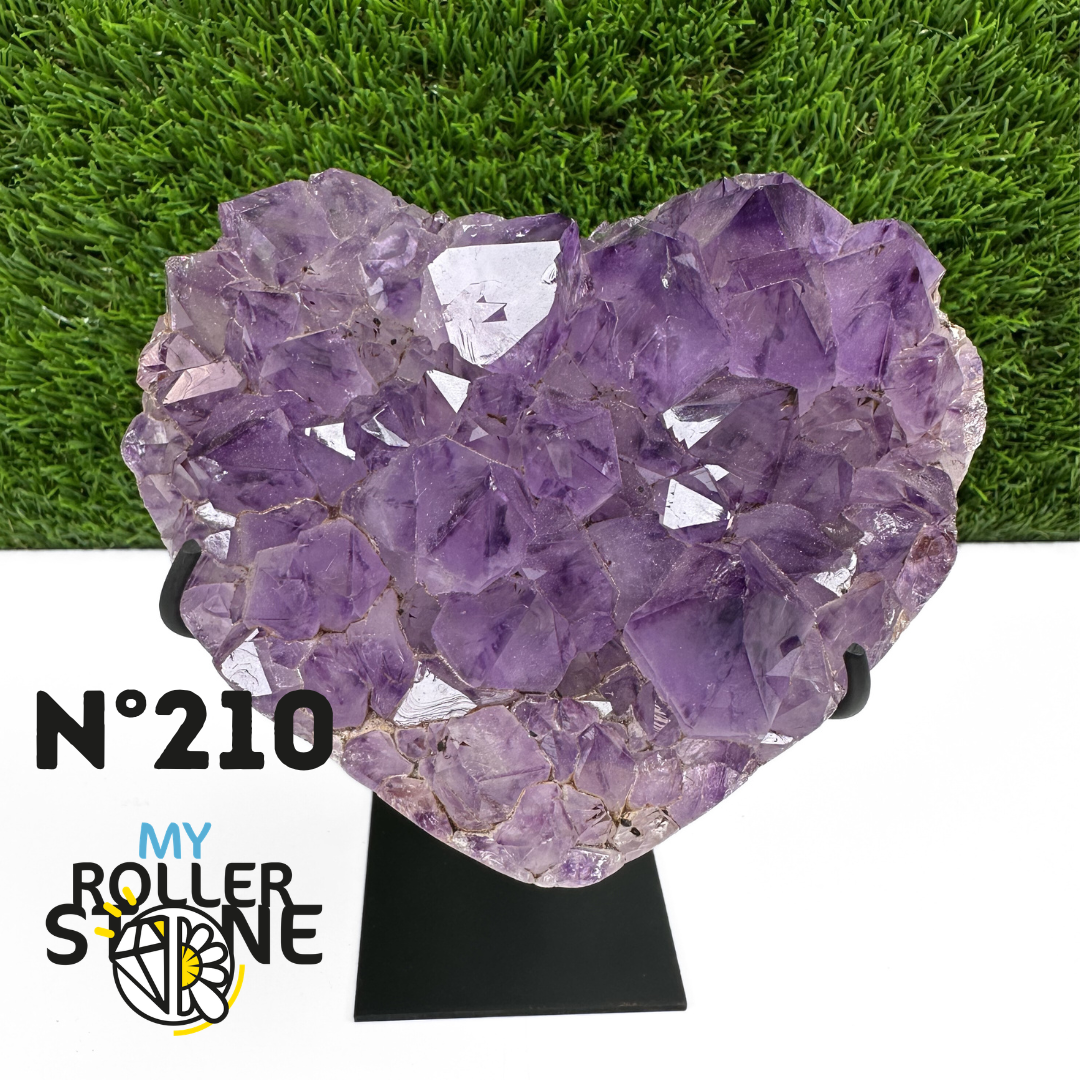 Géode Coeur Améthyste sur Support Métal #210