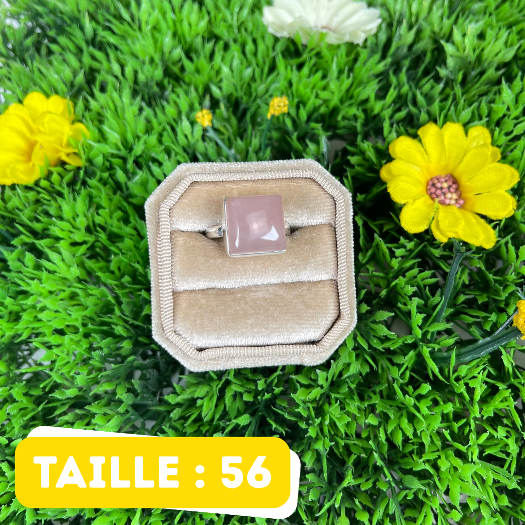 Bague Argent en Quartz rose #117