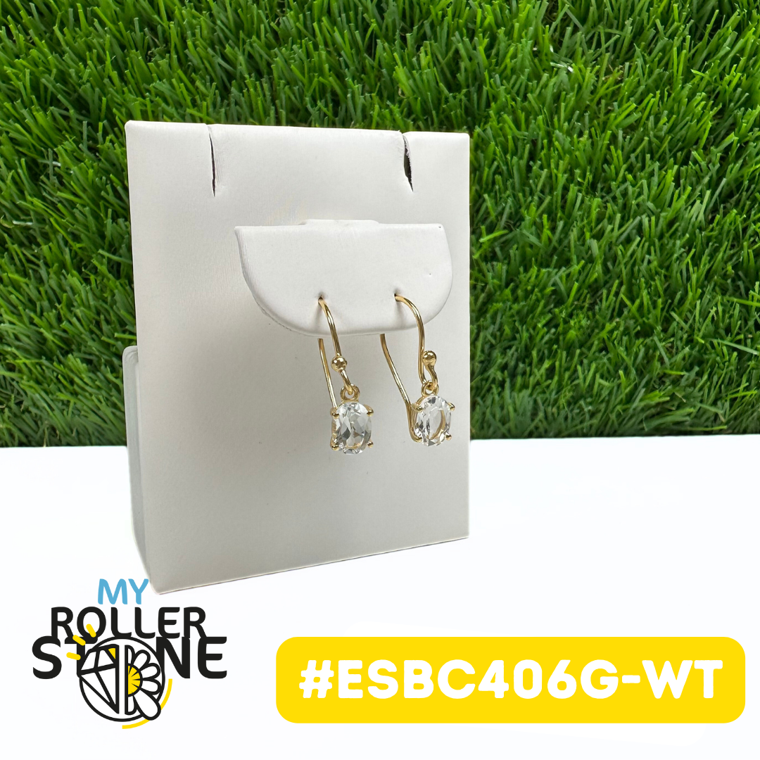 Boucles d'Oreilles Topaze blanche Argent 925 Plaqué Or 18K (ESBC406G-WT)