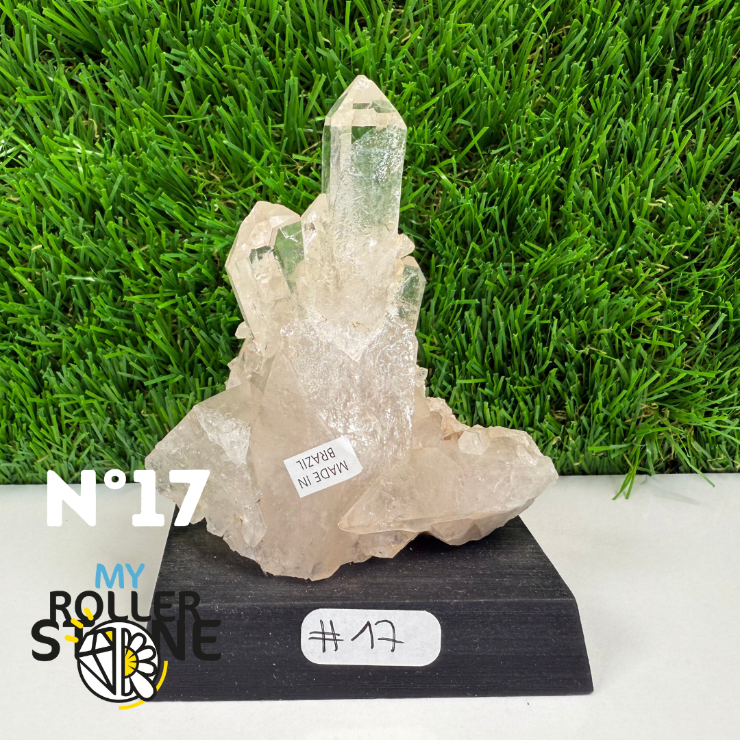 Cristal de roche sur support bois