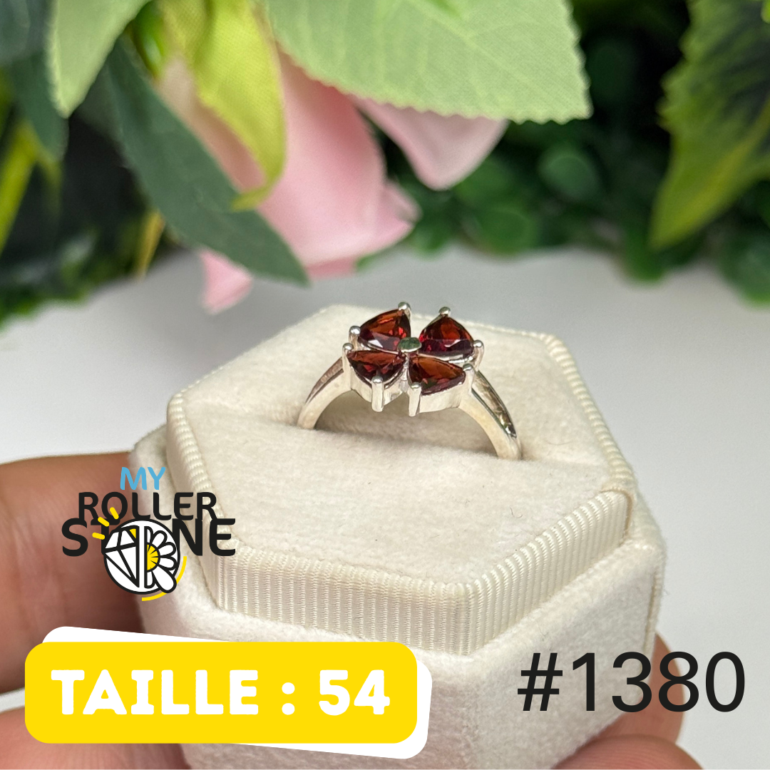 Bague argent 925 grenat facetté #1380